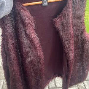 Faux Fur Burgundy Vest